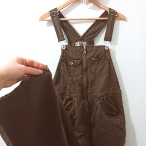 Vintage Express Jeans Brown Cotton Denim Wide Straight Leg Barn Chore Overalls